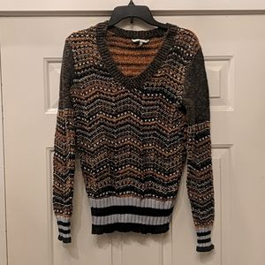 BKE Orange and Black V Neck Knit Sweater Size Medium M